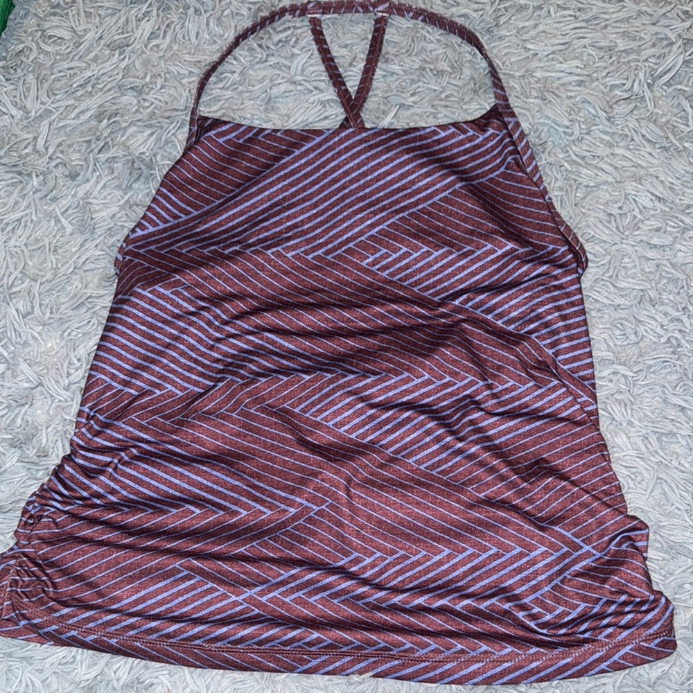 Striped Burgundy and Gray Tank Top